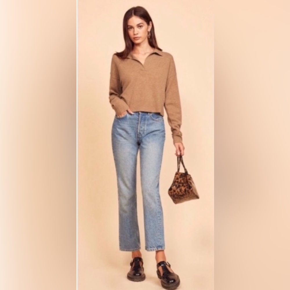 Reformation sz M cashmere sweater oversized pullover cropped relaxed soft comfy